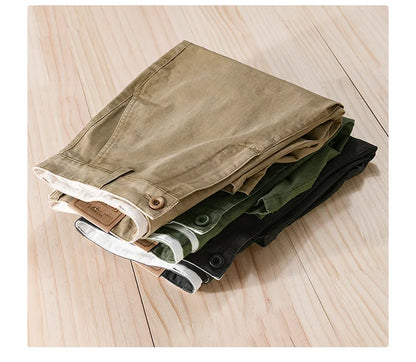2025 Summer New Casual Cargo Cotton Shorts for Men Clothing Straight Big Pockets Solid Color Summer Pants FY7701