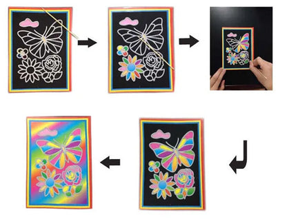 1-10pcs Dazzling Kids Scratch Drawing Set Pupil Puzzle Scratch Drawing Toys Kindergarten Early Education DIY Handmade Color Gift