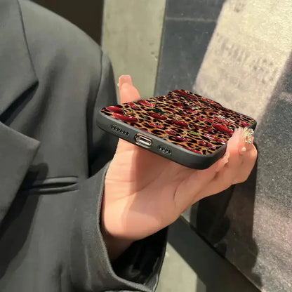 Leopard Cherry Pattern TPU Phone Case For iPhone 16 Cases iPhone 15 14 13 12 11 Pro Max XS X XR 7 8 Plus SE2 Soft Silicone Cover