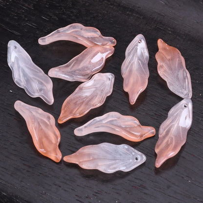 Lot de 10 pétales longs en forme de feuille, 34 x 12 mm, perles en verre de cristal faites à la main, pour la fabrication de bijoux, loisirs créatifs