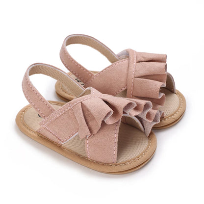 Sandales d'été pour bébé, chaussures pour bébé fille, princesse, semelles plates, antidérapantes, chaussures de berceau pour tout-petits, pantoufles en toile pour nouveau-né