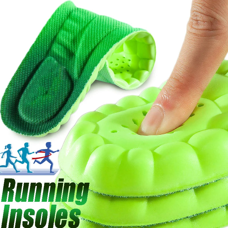 Semelles de sport en mousse 4D, coussinets de chaussures ultra-doux et hautement élastiques, coussin déodorant anti-douleur, soutien de la voûte plantaire, semelles de course à pied