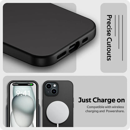 Luxury Matte Silicone Soft Case For iPhone 17 Air 16 15 14 Plus 13 12 Mini 11 Pro Max XR Ultra Thin Solid Black Cover