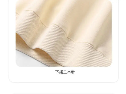 Autumn Sweatshirt Fashion Matcha Green 420g Heavy Round Neck Sweater Men's Solid Color Top Streetwear Women