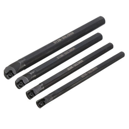 4Pcs 7/8/10/12mm SCLCR06 Lathe Boring Bar Turning Tool With 10Pcs CCMT0602 Inserts +4Pcs T8 Wrench