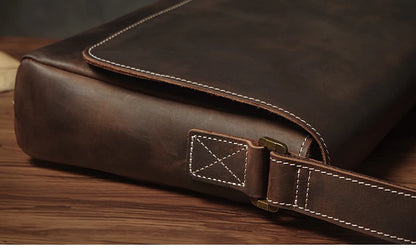 Sac à bandoulière NUKA en cuir véritable pour homme, style rétro, original, en cuir de vache, horizontal, à rabat, pour iPad 11 pouces