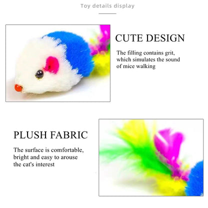 5/10/20PCS Cat Mouse Toys Rattle Mouse Cat Funny Toy Assorted Interactive Cat Toys for Indoor Kitten Cats Catch Play Mouse Toy