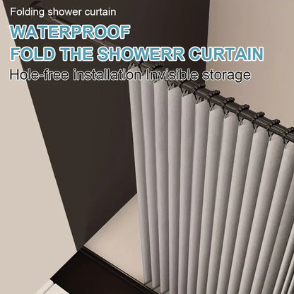 Foldable Magnetic Shower Curtain Waterproof Bath Curtain with 12/14 Hooks Modern Curtain Privacy Bathroom Divider for Bathroom