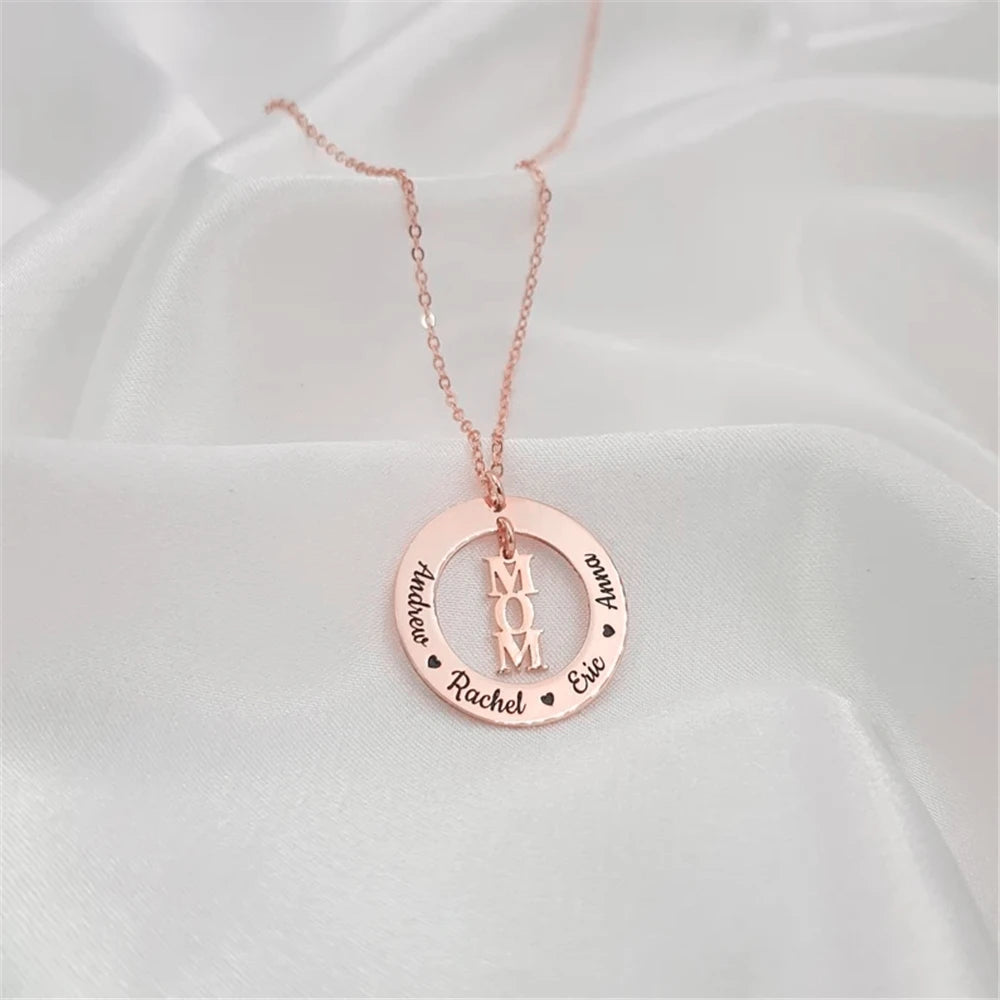 Custom Family Names Necklace Stainless Steel Personalized Name Pendant Tree Of Life 1-5 Names Birthstone For Women Birthday Gift