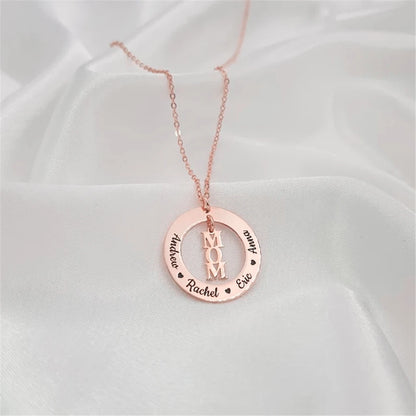 Custom Family Names Necklace Stainless Steel Personalized Name Pendant Tree Of Life 1-5 Names Birthstone For Women Birthday Gift