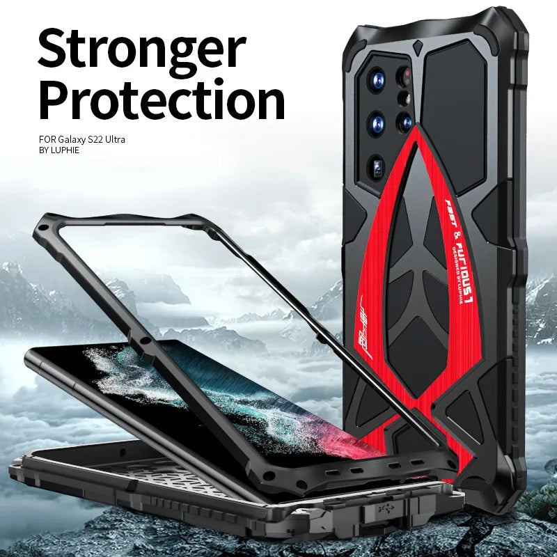 Original Luphie metal Shell For Samsung Galaxy S24 S23 S22 Ultra Military Shock-absorbing Rubber Full Sturdy protective cover