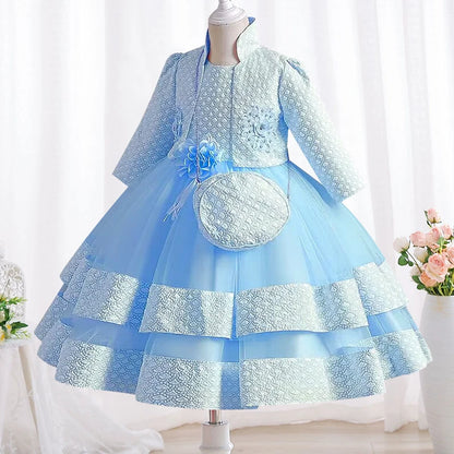 New Girls' Dress Two Piece Set 3-10 Years Old Gorgeous Christmas Performance Dress Autumn Girls' Party Prom Dress