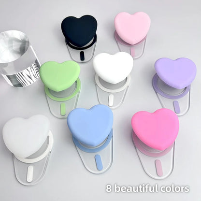 Magnetic Heart Folding Phone Grip Stand Socket Pocket for iPhone15/14/13/12 Magsafe Ring Finger Expanding Griptok Grip Tok Stand