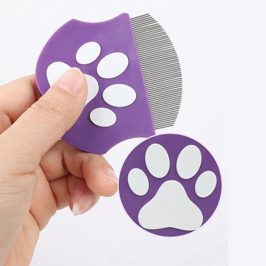 Pet Grooming Comb - Flea Comb for Cats & Dogs, Curved Design for Face & Body, Mini Detangling Brush for Pets