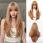 Perruques synthétiques longues blondes EASIHAIR pour femmes, cheveux naturels lisses et dégradés avec frange, résistantes à la chaleur, pour un usage quotidien