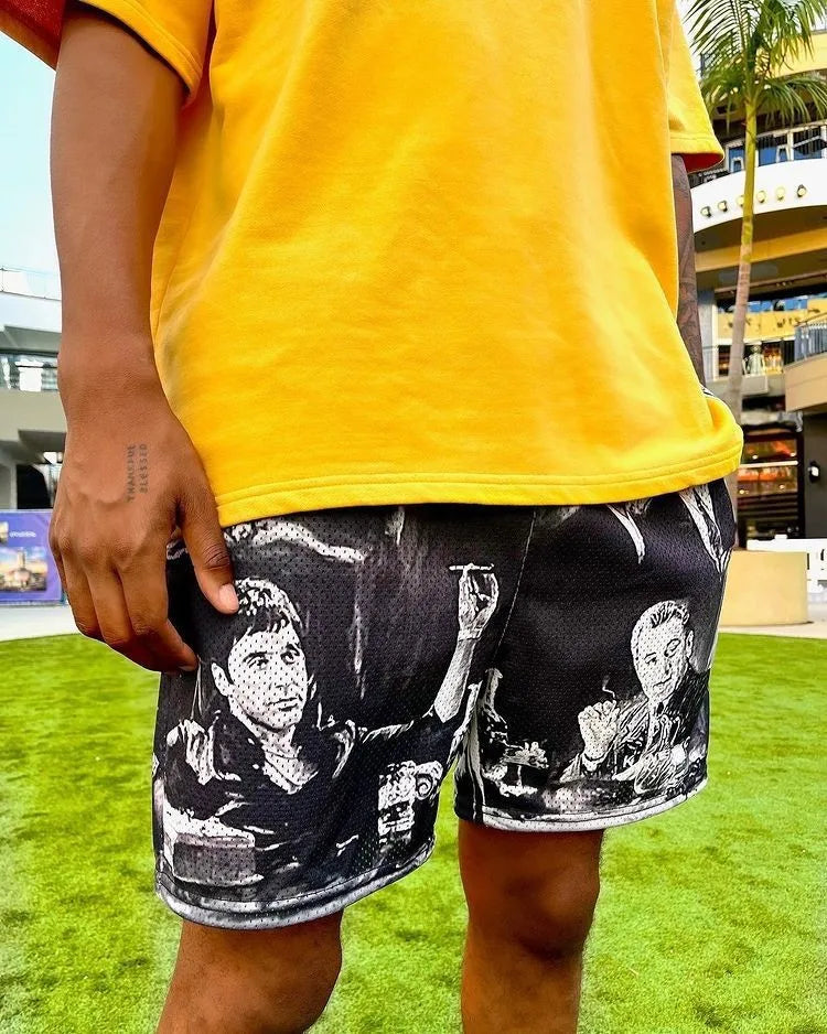 2024Summer New Digital Printing American Sports Casual Shorts Mesh Breathable and Loose Men's Short Shorts