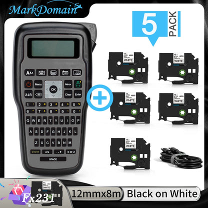 Imprimante portable E1000 Pro, étiqueteuse portable pour travaux d'étiquetage industriel, compatible avec le ruban d'étiquettes Brother TZe-231