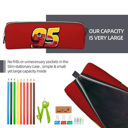 Trousses à crayons courtes personnalisées à gros visage, voitures neuves, Lightning McQueen, trousses à crayons, stylos, sacs pour enfants, fournitures scolaires, papeterie à fermeture éclair