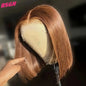 200% BSGN Chocolate Bob Wigs 13X4 HD Transparent Lace Frontal Wigs Human Hair 100% Human Hair For Woman Pre Plucked Glueless Wig