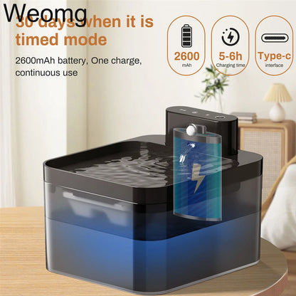 Fontaine à eau automatique pour chat, chargement sans fil 5 V, 2,2 L, avec détecteur de mouvement, pour animaux de compagnie