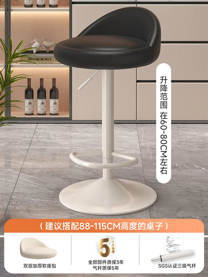 Minimalist Modern Home Elevated Foot Stool Adjustable Backrest Seat Creamy Milk Tea Shop Dining Stool Kitchen Island Seat