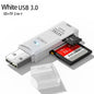 Lecteur de cartes multifonction 2 en 1 USB 3.0/2.0 haute vitesse, compatible avec cartes TF et SD, pour ordinateur, tablette, appareil photo, ordinateur portable, voiture