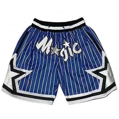 2025 Chicago Bulls Retro Basketball Embroidered Magic Raptors Shorts Summer Loose and Comfortable Shorts with Breathable Knees