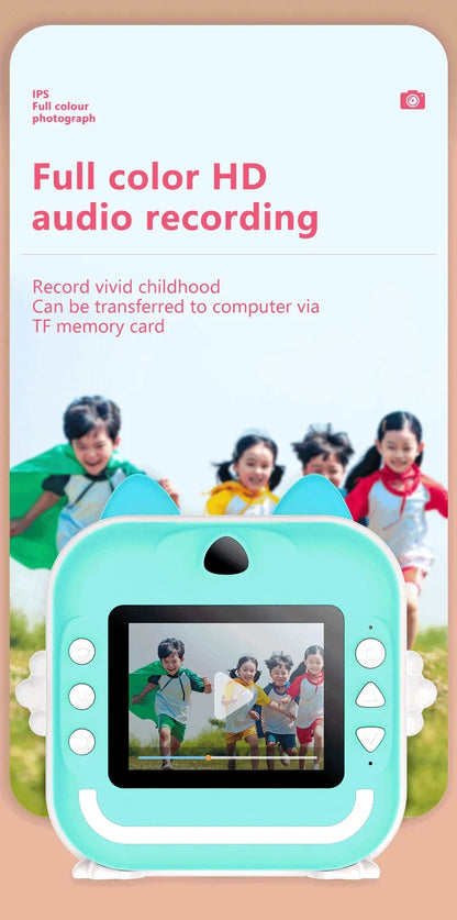 Digital Camera Toys Kids Instant Print Thermal Print Camera Instant Print Photo Video with 32G Memory Card Kids 1080P HD