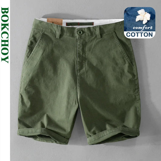 2025 Summer New Casual Cargo Cotton Shorts for Men Clothing Straight Big Pockets Solid Color Summer Pants FY7701
