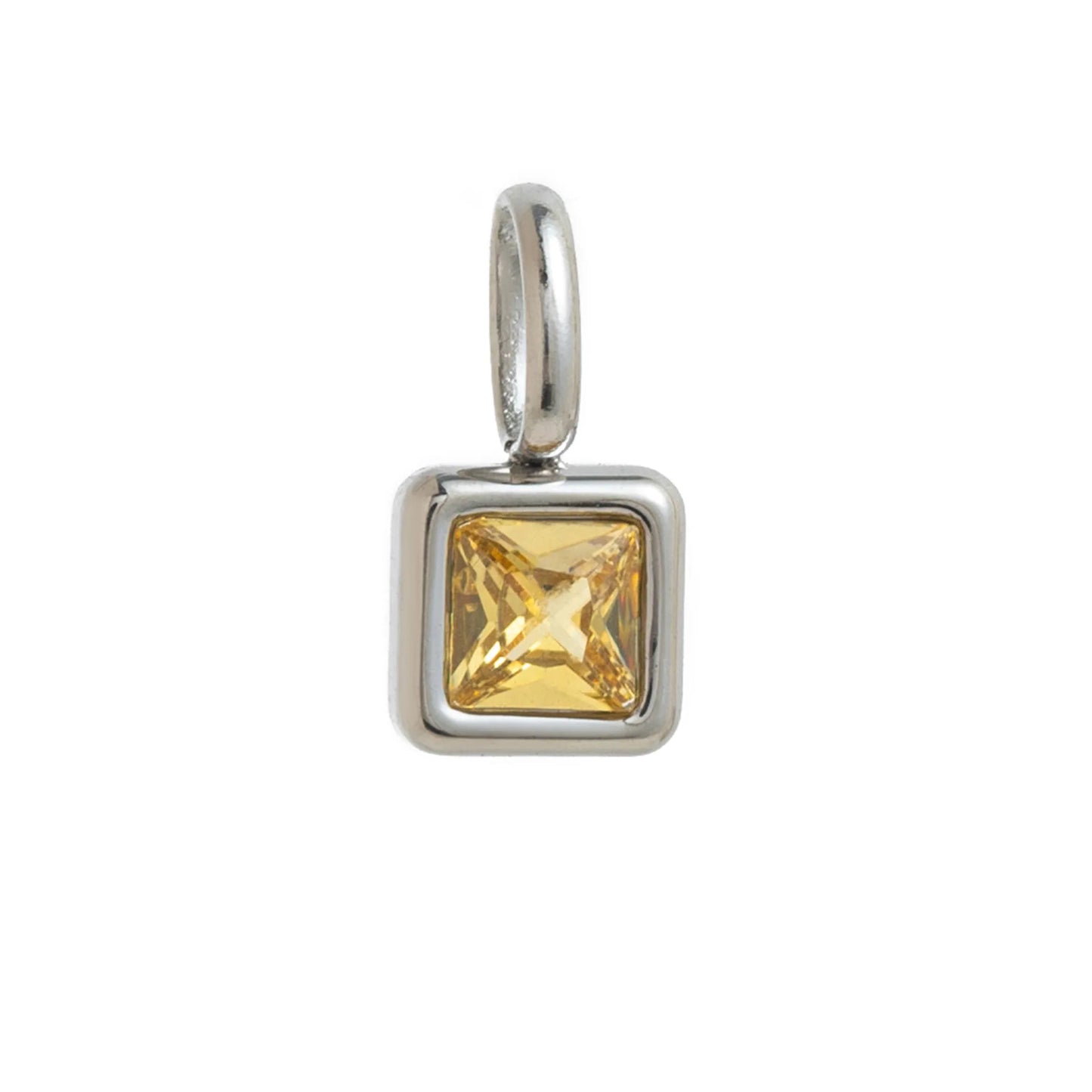 Nouveautés en acier inoxydable, breloques avec 12 pierres de naissance pour femmes et filles, pendentifs carrés colorés à la mode, accessoires de bijoux DIY
