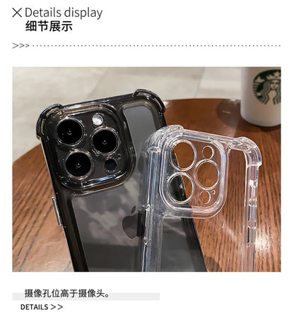 Luxury Clear Shockproof Phone Case For iPhone 15 14 13 12 11 Pro Max X XR XS Max 7 8 15 Plus Transparent Bumper Soft Cases Cover