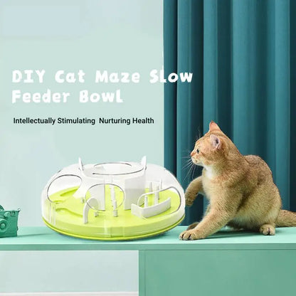 Cat Puzzle Interactive Treat Dispensing Toy Mental Enhancement Slow Feeder Toy  Interesting Cat Maze Slow Feeder Tray Bowl
