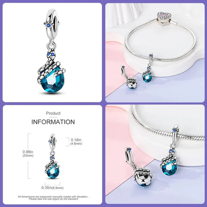 New 925 Sterling Silver Luminous Elf Blue Purple Butterfly Moon Life Tree Charms Beads Fit Pandach Original Bracelet DIY Jewelry