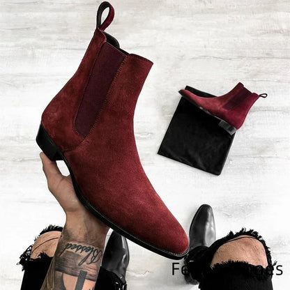 Bottines Chelsea marron, noires et rouges pour homme, bottines de cowboy, faites à la main, pointures 38 à 46