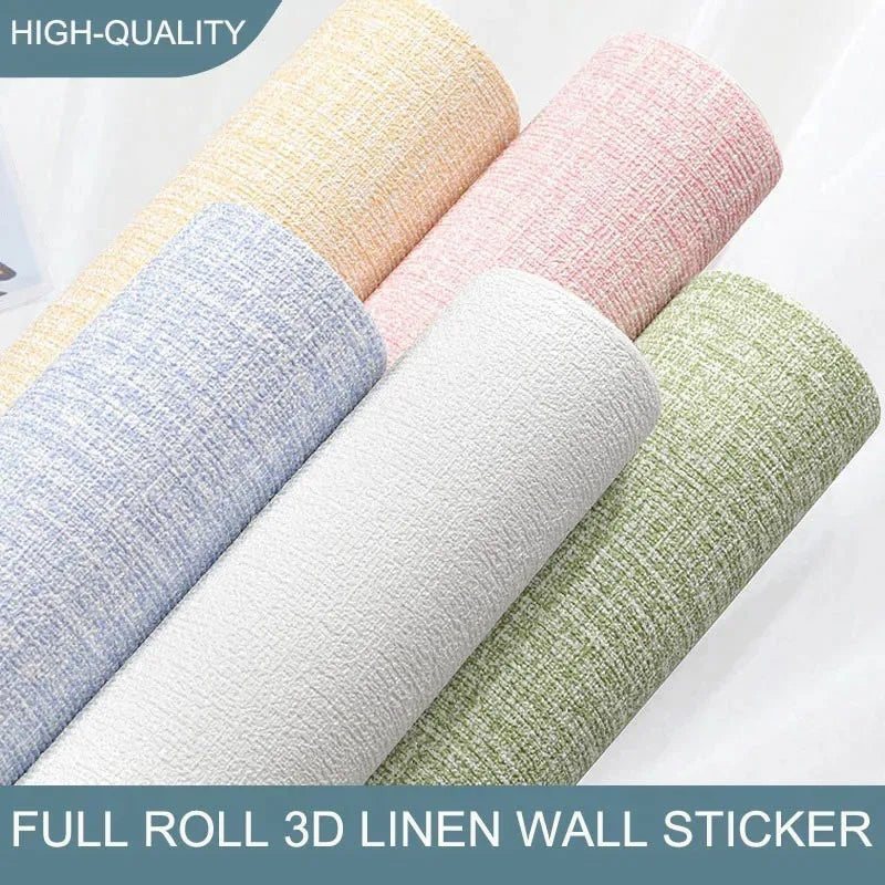 Papier peint autocollant 3D en mousse de lin, 50 cm x 10 m, couleur unie, épais, imperméable, pour rénovation murale