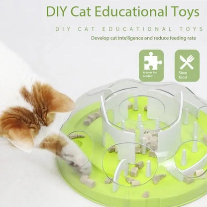Cat Puzzle Interactive Treat Dispensing Toy Mental Enhancement Slow Feeder Toy  Interesting Cat Maze Slow Feeder Tray Bowl