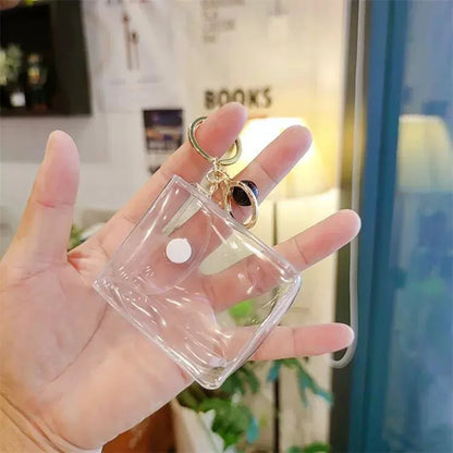 Petit porte-monnaie transparent en PVC pour femmes, enfants, filles, clés, rouge à lèvres, écouteurs, pièces de monnaie, pochette portefeuille