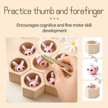 Montessori Honeycomb Wooden Toys Bee Educational Toys Assemble The Block Beehive Toys Hand-foot Coordination Toy A Gift For Baby