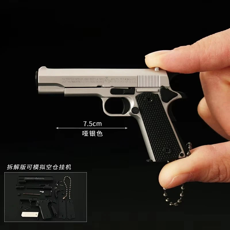 Detachable 1:3 Mini Alloy Colt 1911 Pistol Model PUBG Jedi Toy Gun Keychain Fidget Toy for Boy Collection Adults Chrismas Gift