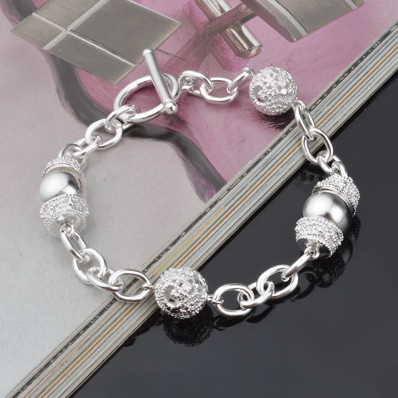 Classic geometry Circle Chain 925 Sterling Silver Bracelets for Women Fashion fine Wedding Party Jewelry Best friend Gifts