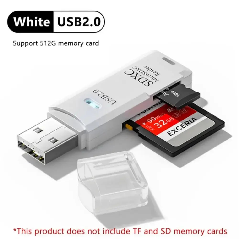 Lecteur de cartes multifonction 2 en 1 USB 3.0/2.0 haute vitesse, compatible avec cartes TF et SD, pour ordinateur, tablette, appareil photo, ordinateur portable, voiture