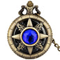 Exquisite Emerald-green Stone Bronze Case Quartz Pocket Watch Simple White Dial Chain Clock Necklace Pendant Watch for Men Women