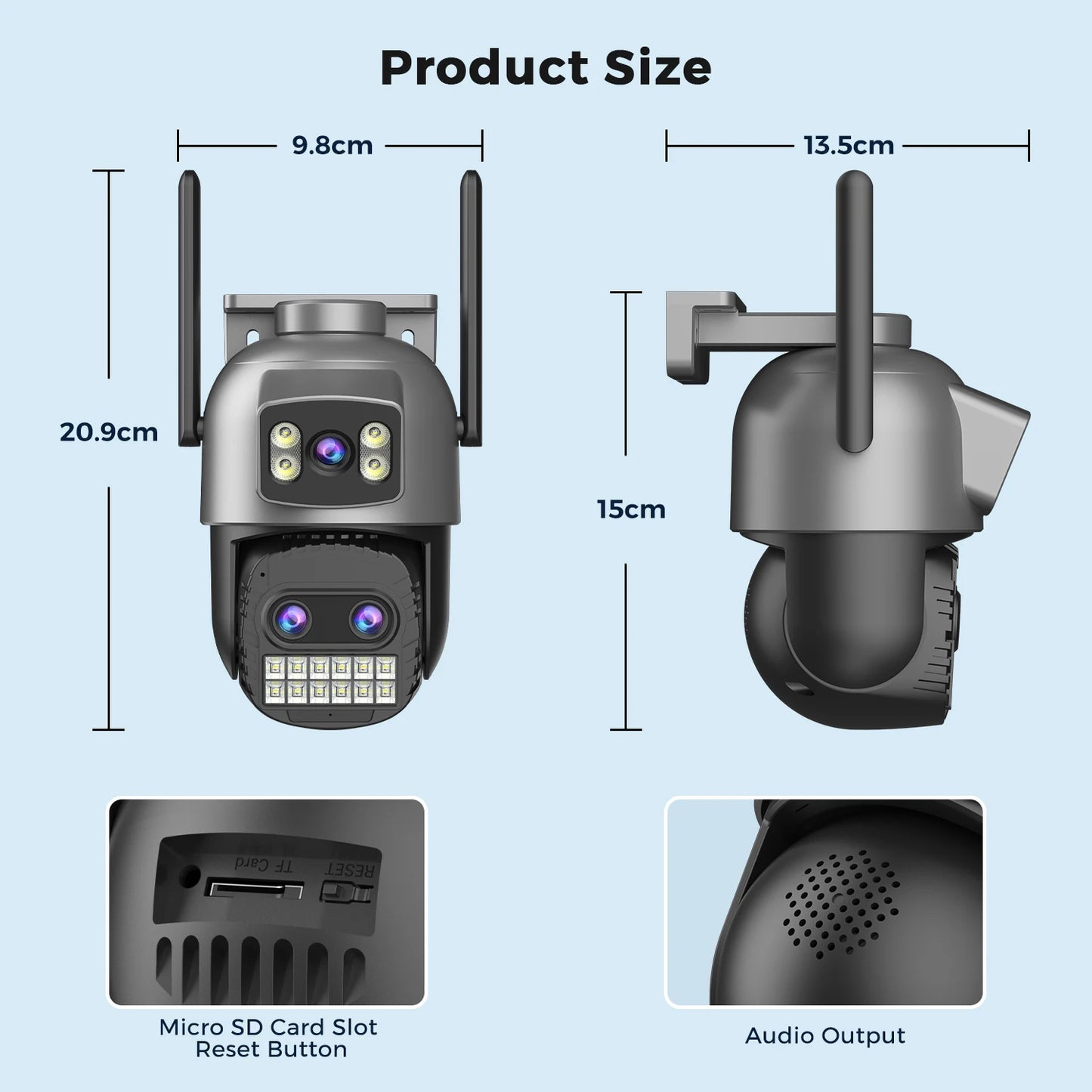BESDER 12MP Wifi Camera Outdoor Dual Screen 10X Digital Zoom CCTV Video Surveillance Cam PTZ 15MP Security IP Camera O-Kam Pro