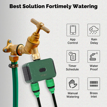 MOES Tuya Smart ZigBee 2-Outlet Water Timer Brass lnlet Sprinkler with Filter Programmable Irrigation Work With Alexa GoogleHome