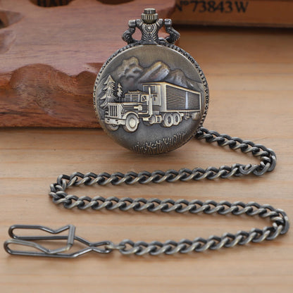 Steampunk Bronze Big Car Truck Pocket Watch with Chain Pocket Watches for Men Women Exquisite Retro Watches Relogios