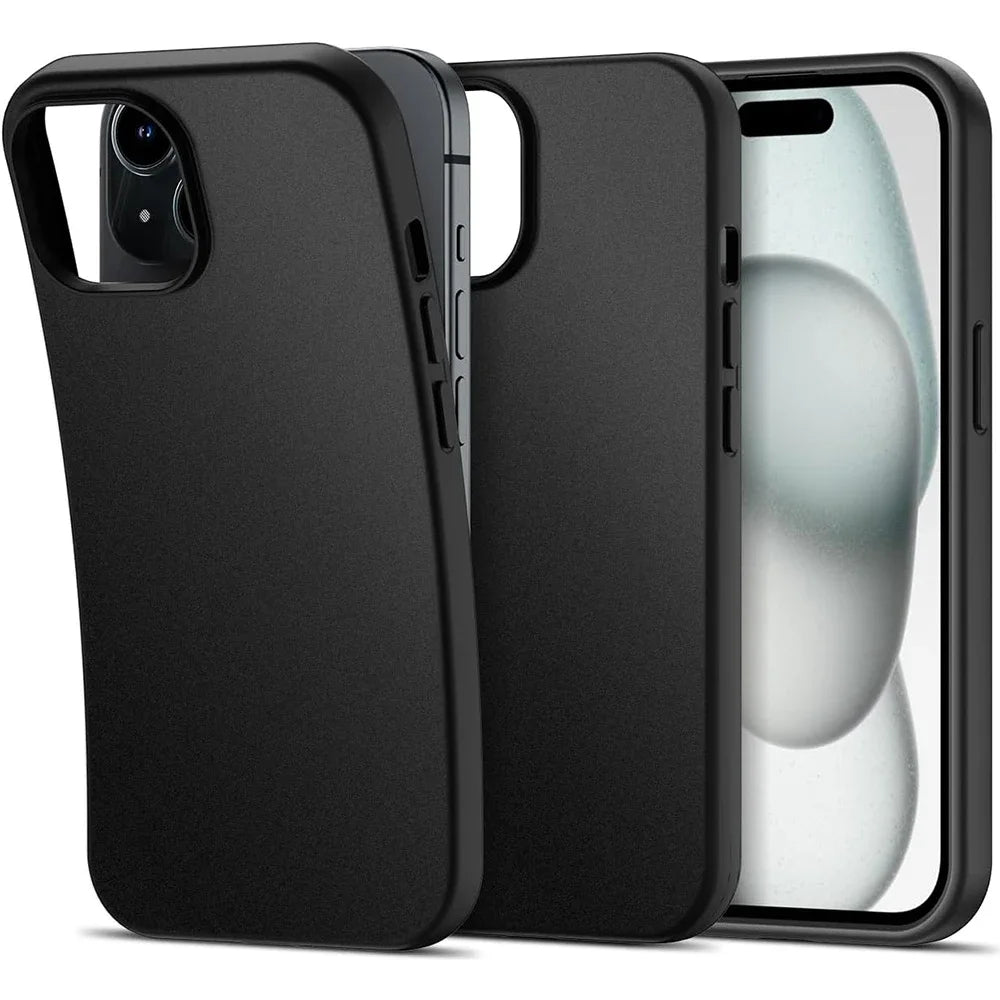 Luxury Matte Silicone Soft Case For iPhone 17 Air 16 15 14 Plus 13 12 Mini 11 Pro Max XR Ultra Thin Solid Black Cover