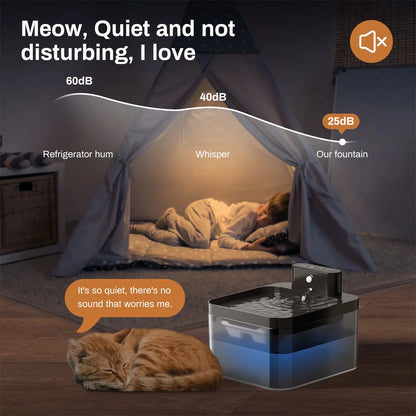 Fontaine à eau automatique pour chat, chargement sans fil 5 V, 2,2 L, avec détecteur de mouvement, pour animaux de compagnie
