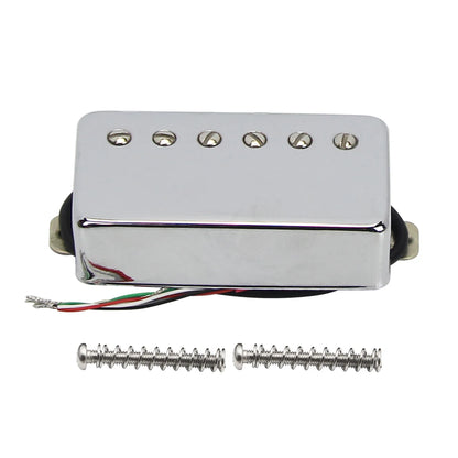 FLEOR 1PCS Ceramic Magnet LP Humbucker Pickup Guitar Neck / Bridge Pickups Chrome 4-Wires