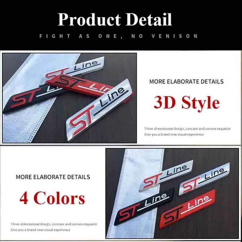 Autocollant 3D chromé noir pour aile de voiture, emblème ST Line, autocollant ST Line, accessoires