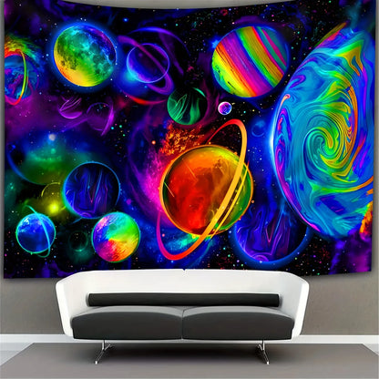 Tapisserie fluorescente Astral Body : apportez les étoiles à l'intérieur ! Tapisserie UV murale suspendue pour chambre à coucher, décoration de fête à domicile